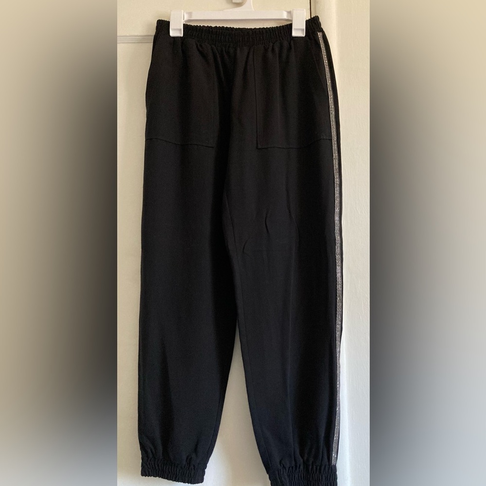 Zara Black Track Pants with White Stripe